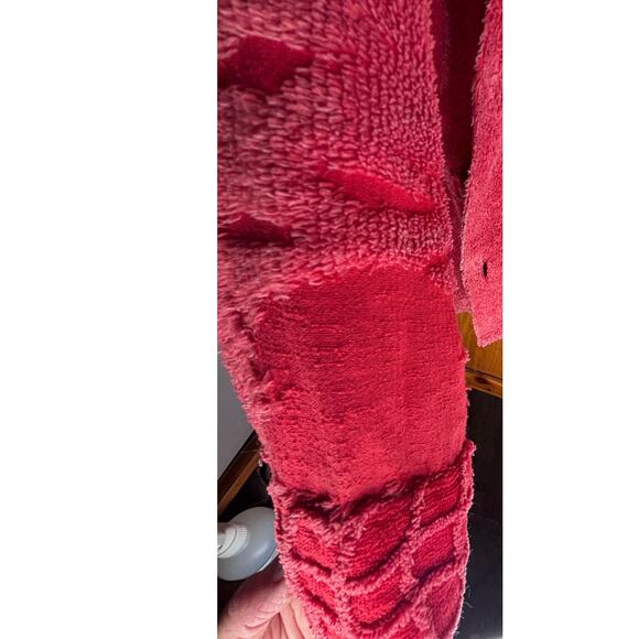 Vtg Norm Thompson Chenille Cardigan Pink/Red Unique Patterned Pockets & Sleeves - Picture 13 of 16